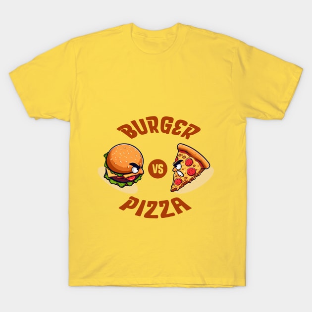 Burger vs Pizza - The Ultimate Showdown T-Shirt by TeeHeeFun